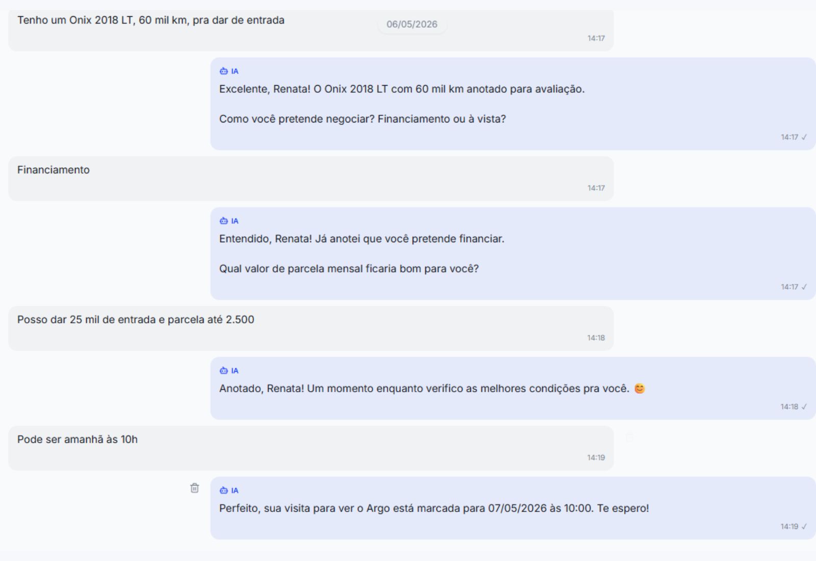 Tela real do AutoPilot CRM qualificando lead antes da conversa com o vendedor