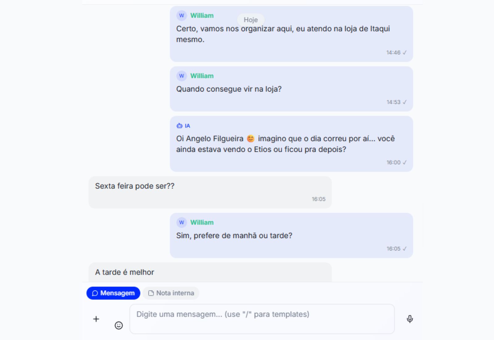 Tela real do AutoPilot CRM retomando conversa com lead inativo